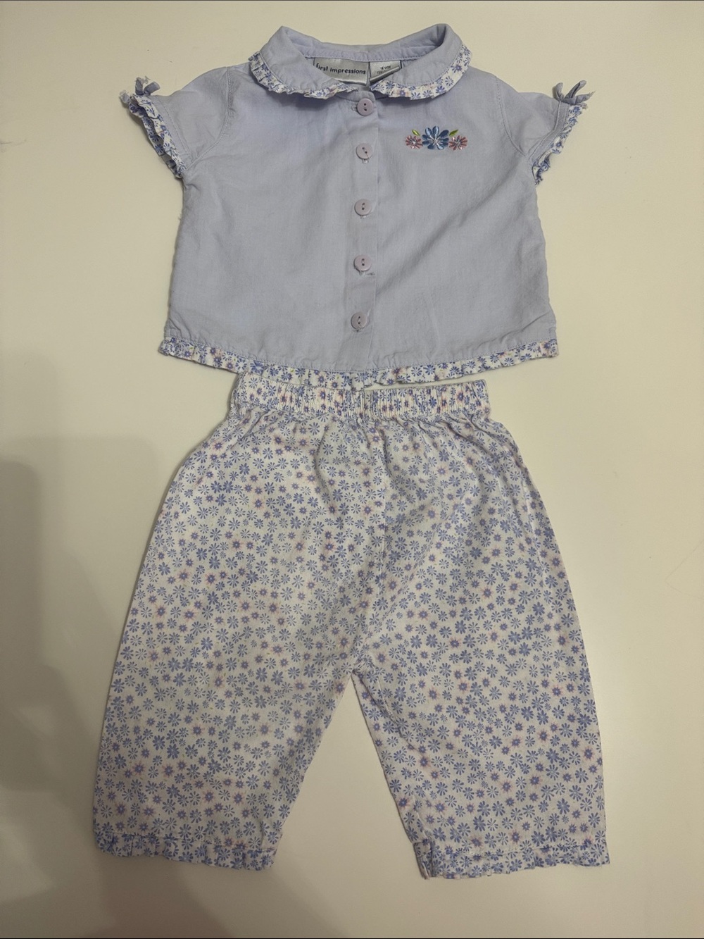 Light Lavender Floral Two-Piece Pajama Set